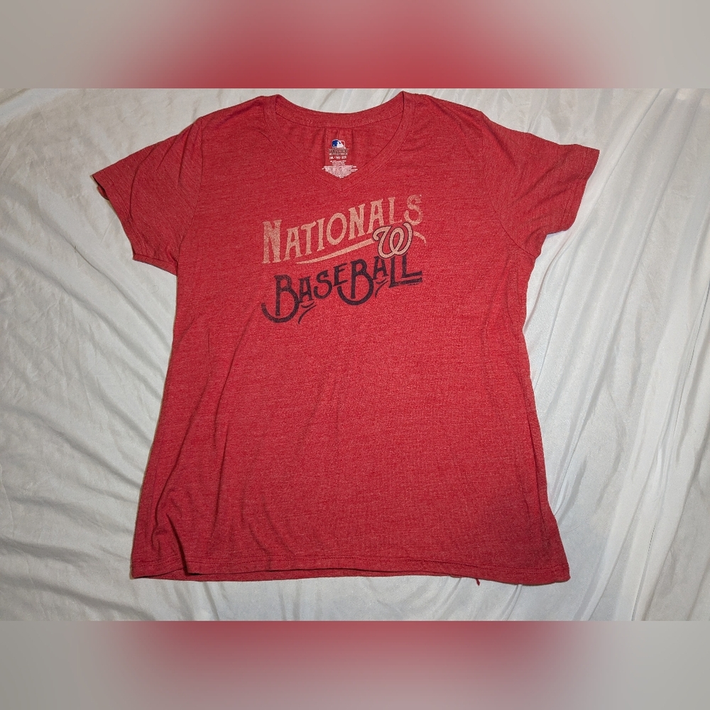 MLB Genuine Merchandise Washington Nationals V-Neck T-Shirt Size 2XL